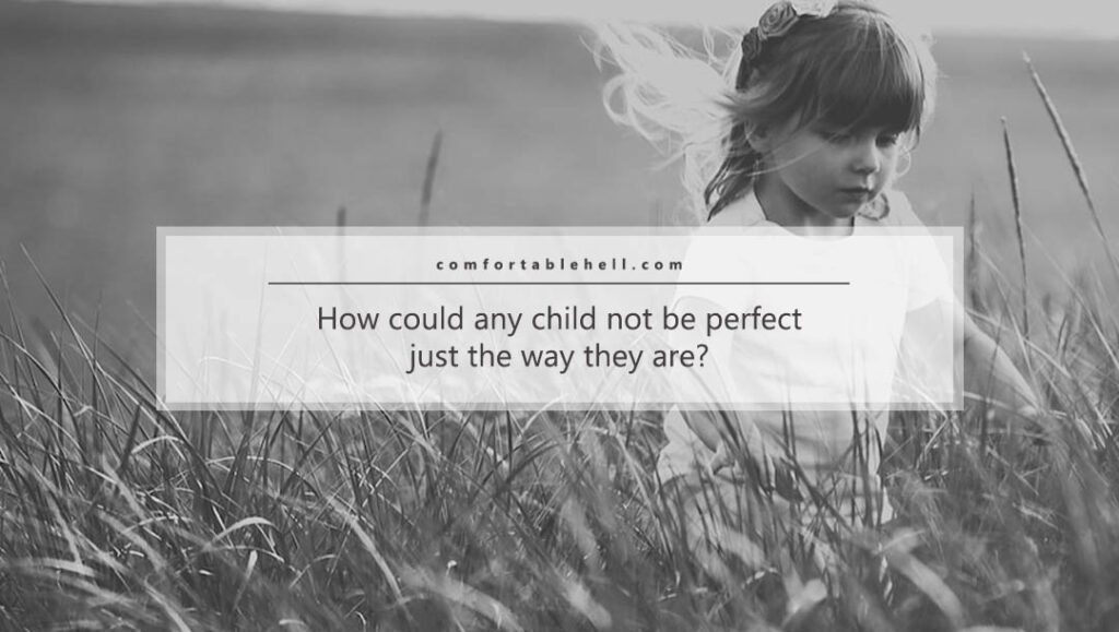 black and white image of a little girl in an open field with quotes from the article You Need to Change So Things Will Get Better by Comfortable Hell